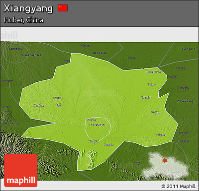 Physical 3D Map of Xiangyang, darken