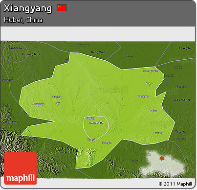 Physical 3D Map of Xiangyang, darken