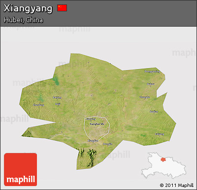 Satellite 3D Map of Xiangyang, cropped outside