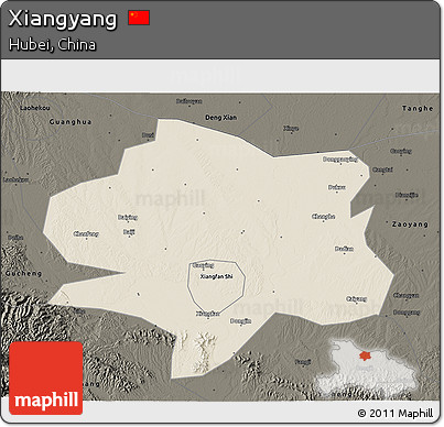 Shaded Relief 3D Map of Xiangyang, darken