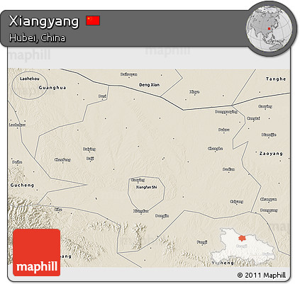 Shaded Relief 3D Map of Xiangyang