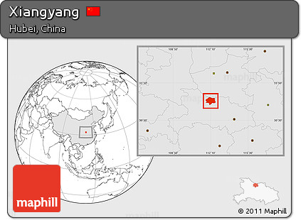 Blank Location Map of Xiangyang, highlighted country