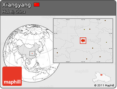 Blank Location Map of Xiangyang, highlighted country