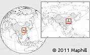 Blank Location Map of Xiangyang, highlighted country, highlighted parent region, within the entire country