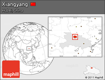 Blank Location Map of Xiangyang, highlighted parent region