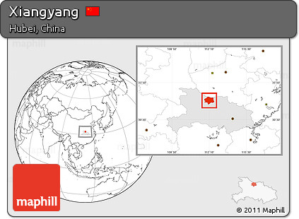 Blank Location Map of Xiangyang, highlighted parent region