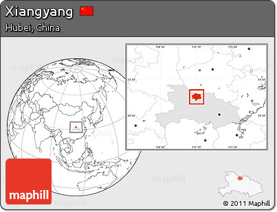 Blank Location Map of Xiangyang, highlighted parent region