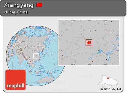 Gray Location Map of Xiangyang