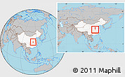 Gray Location Map of Xiangyang, highlighted country, within the entire country