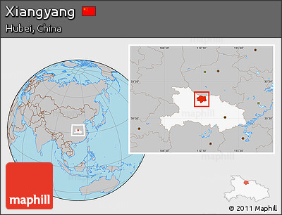 Gray Location Map of Xiangyang, highlighted parent region