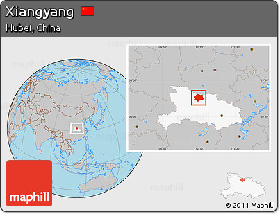 Gray Location Map of Xiangyang, highlighted parent region