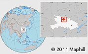 Gray Location Map of Xiangyang, highlighted parent region