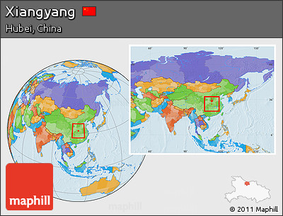 Political Location Map of Xiangyang, within the entire country