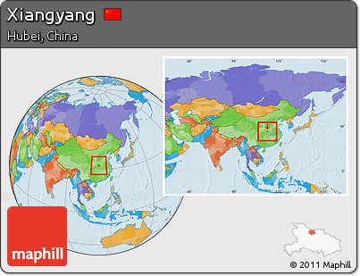Political Location Map of Xiangyang, within the entire country