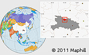 Political Location Map of Xiangyang, highlighted country, highlighted parent region