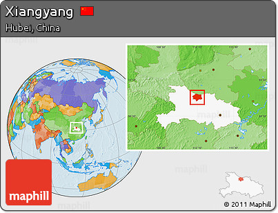 Political Location Map of Xiangyang, highlighted parent region