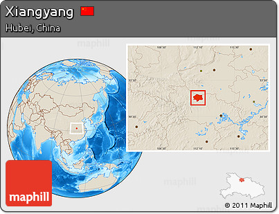 Shaded Relief Location Map of Xiangyang