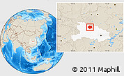 Shaded Relief Location Map of Xiangyang, highlighted parent region