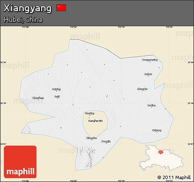 Classic Style Map of Xiangyang, single color outside