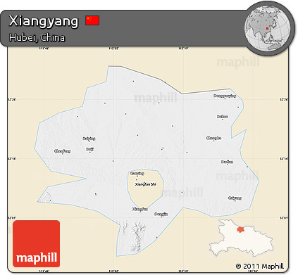 Classic Style Map of Xiangyang, single color outside