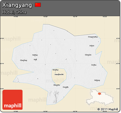 Classic Style Map of Xiangyang, single color outside