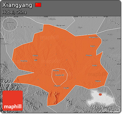 Political Map of Xiangyang, desaturated