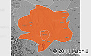 Political Map of Xiangyang, desaturated