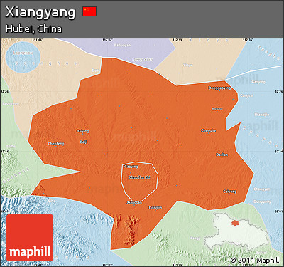 Political Map of Xiangyang, lighten