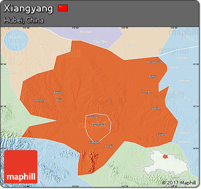 Political Map of Xiangyang, lighten