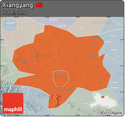 Political Map of Xiangyang, lighten, semi-desaturated