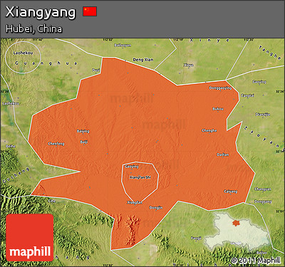 Political Map of Xiangyang, satellite outside