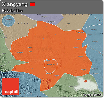 Political Map of Xiangyang, semi-desaturated