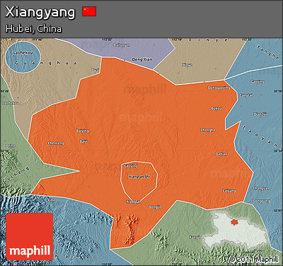 Political Map of Xiangyang, semi-desaturated