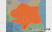 Political Map of Xiangyang, semi-desaturated