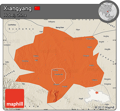 Political Map of Xiangyang, shaded relief outside