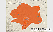 Political Map of Xiangyang, shaded relief outside