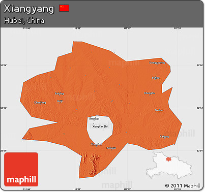 Political Map of Xiangyang, single color outside