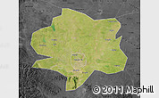 Satellite Map of Xiangyang, darken, desaturated