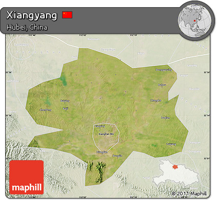 Satellite Map of Xiangyang, lighten