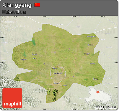 Satellite Map of Xiangyang, lighten