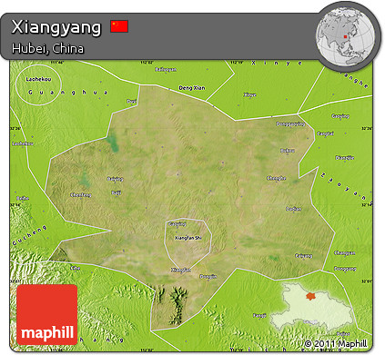 Satellite Map of Xiangyang, physical outside