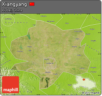 Satellite Map of Xiangyang, physical outside