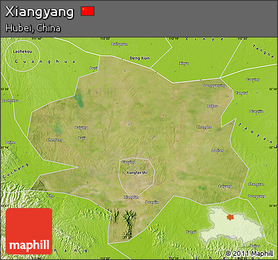 Satellite Map of Xiangyang, physical outside