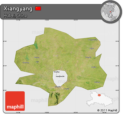 Satellite Map of Xiangyang, single color outside