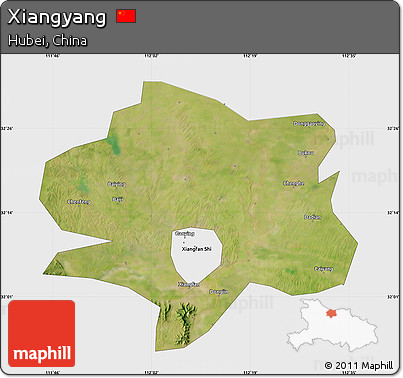 Satellite Map of Xiangyang, single color outside