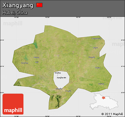 Satellite Map of Xiangyang, single color outside