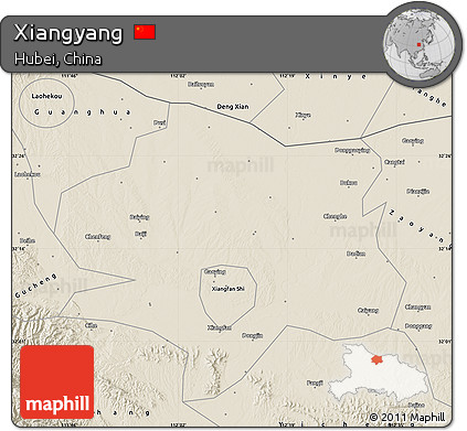 Shaded Relief Map of Xiangyang