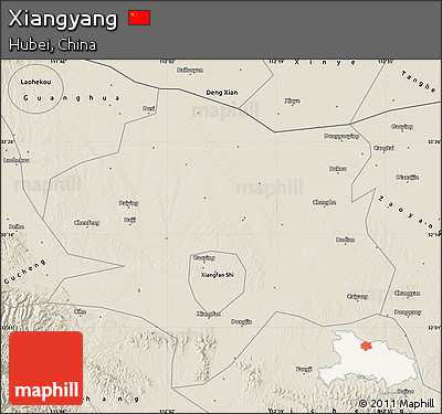 Shaded Relief Map of Xiangyang
