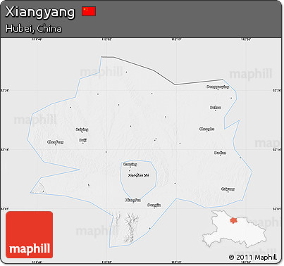 Silver Style Map of Xiangyang, single color outside