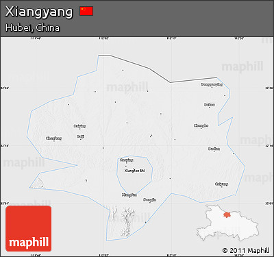 Silver Style Map of Xiangyang, single color outside